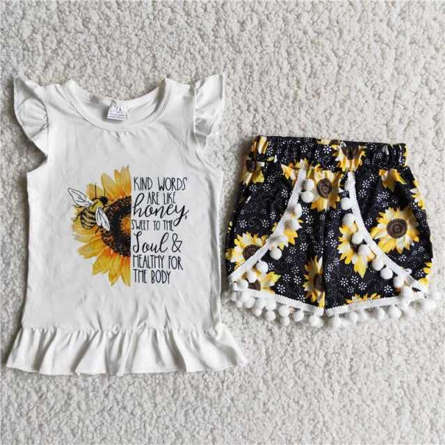 Bee Sleeve Sunflower Shorts