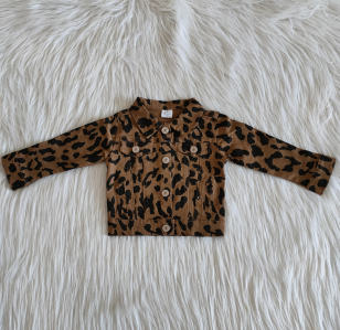 Long Sleeve Leopard Button Jacket