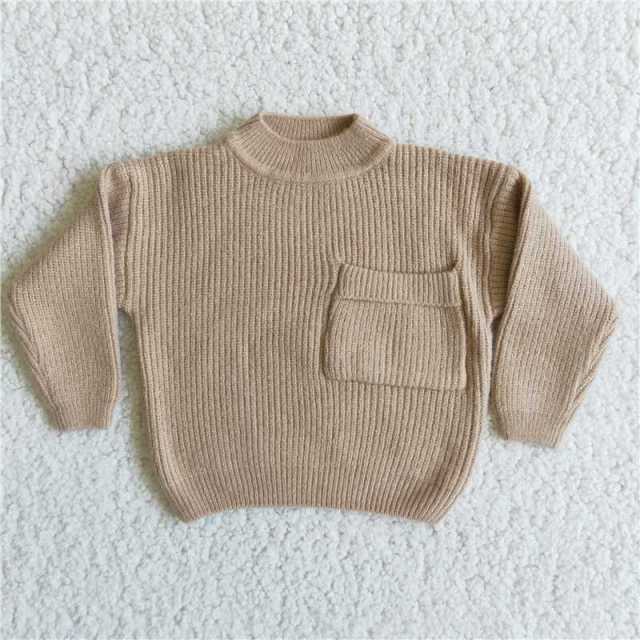 Pocket khaki autumn spring and winter sweater
