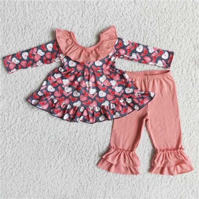 Baby Girls Valentine's day bow top pink trousers set