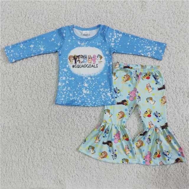 Baby girls bluey blue top flared pants suit