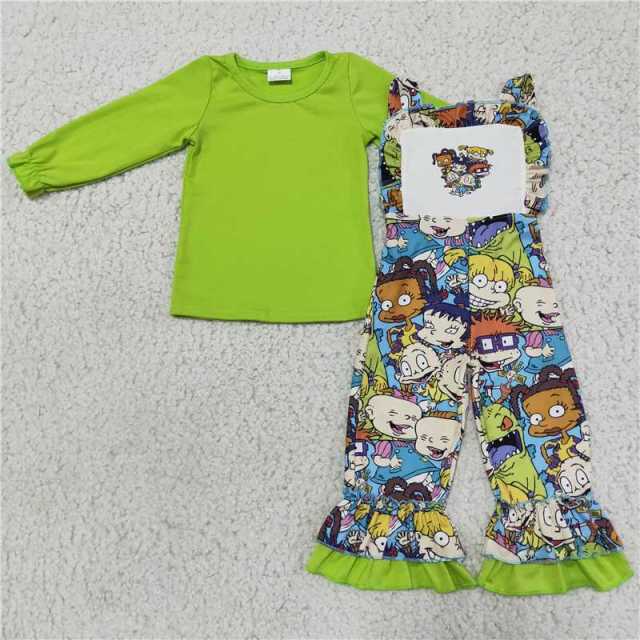 Baby girls green Top Rugrats Overalls set