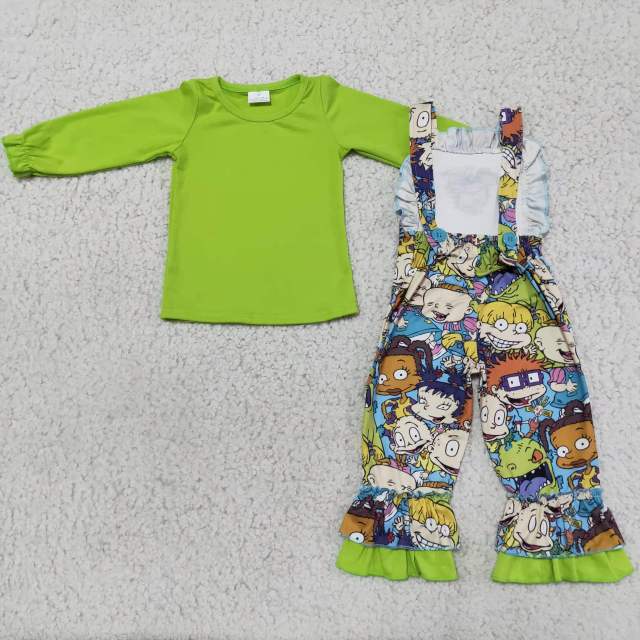 Baby girls green Top Rugrats Overalls set