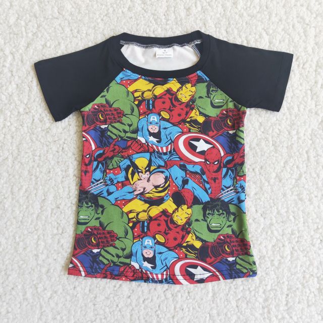 The Avengers Print Black Boy T-shirt