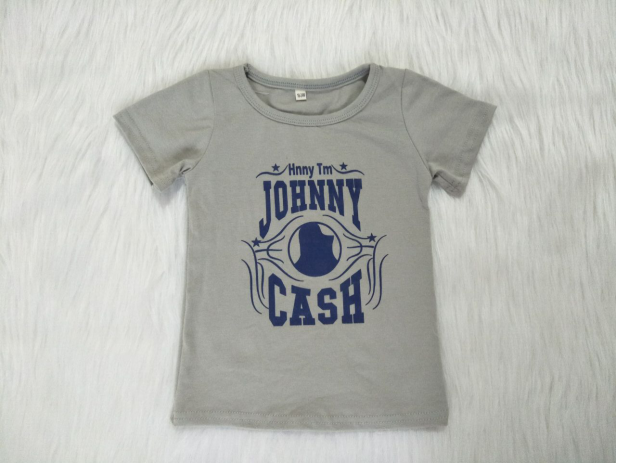 Johnny Cash Guitar Print Grey Boy T-shirt