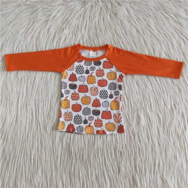 Orange Colorful Pumpkins Long Sleeve Boy Top