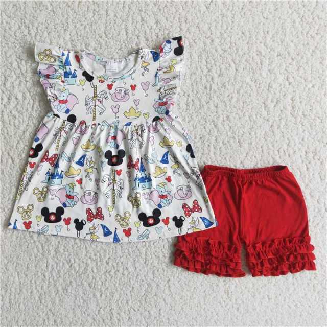 Mickey red shorts suit