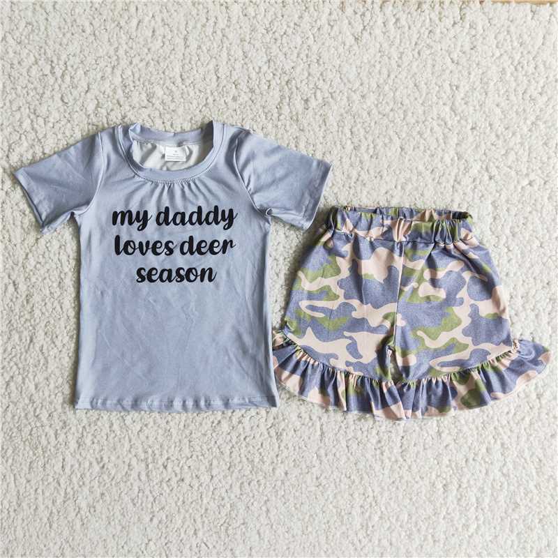 daddy grey short sleeve camouflage shorts