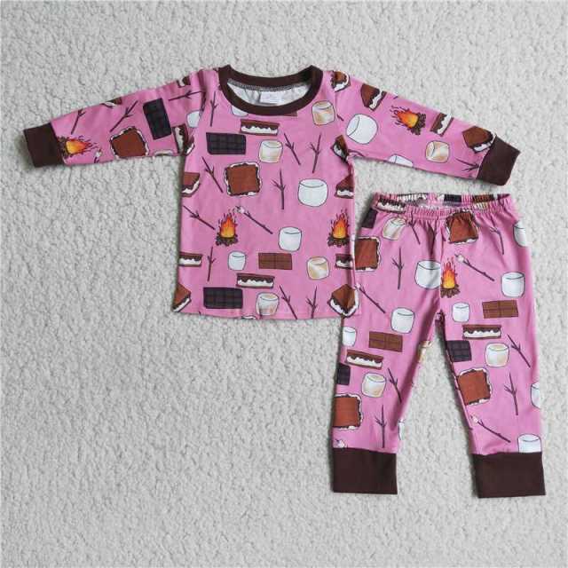 Baby girls flame Pink Long Sleeve Pajama Set
