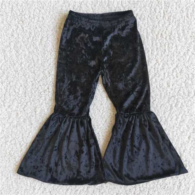 Black Color Velvet Bell Bottom Pants