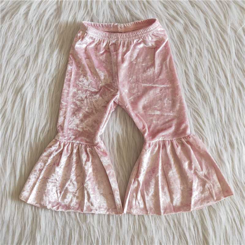 Skin Color Velvet Bell Pants