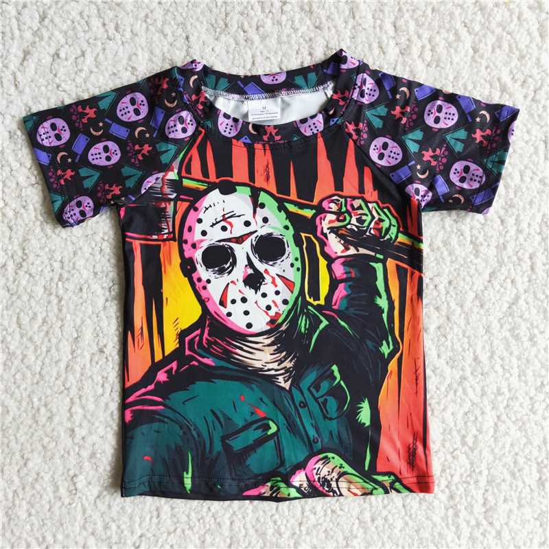 Warrior Skeleton Pattern Short Sleeve Raglan Boy T-shirt