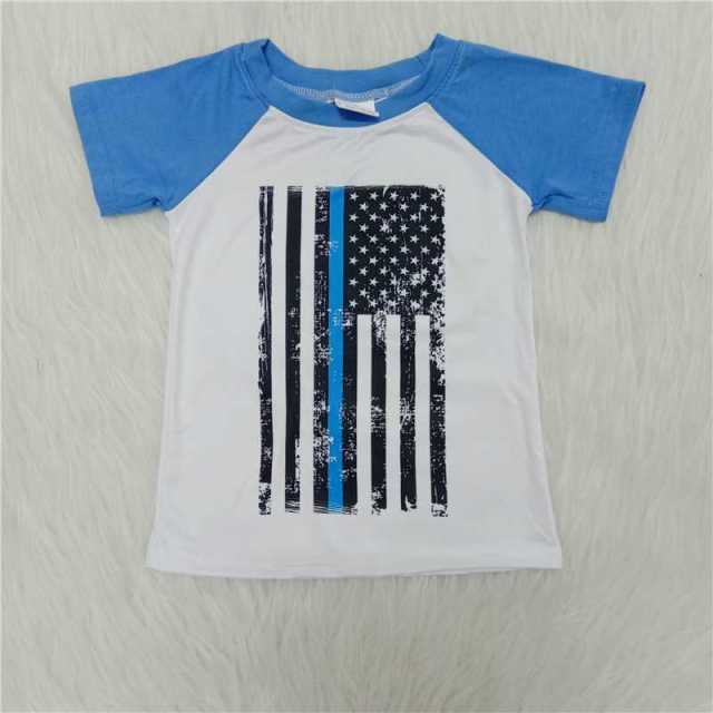 Blue Flags White Short Sleeve Boy T-shirt