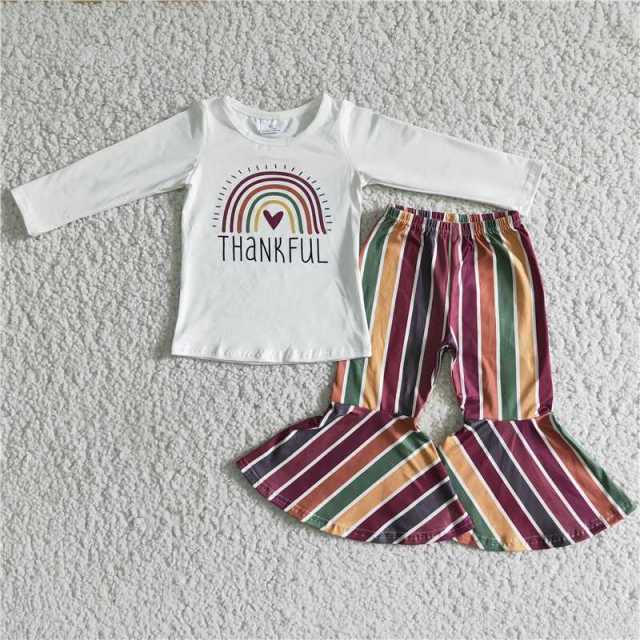 Baby girls THANKFUL long-sleeved top striped flared pants