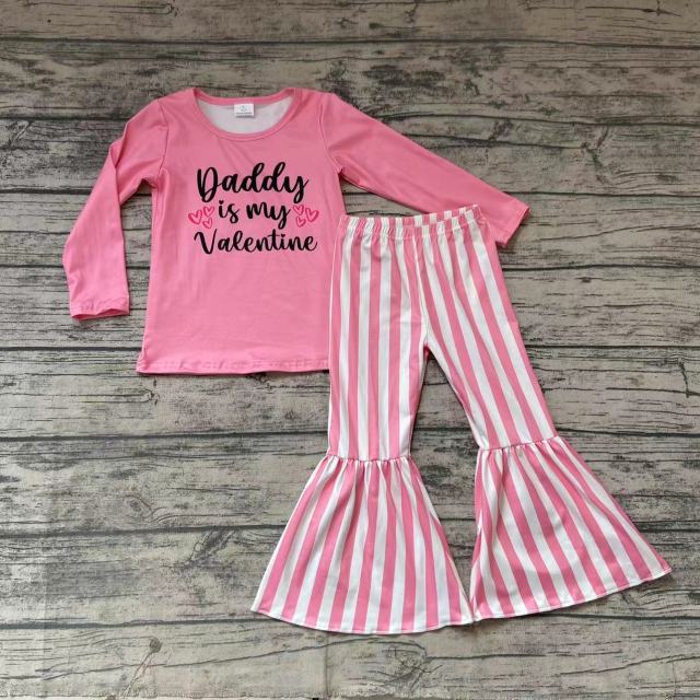 DADDY pink long-sleeved striped flared pants