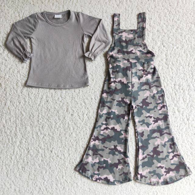 Baby girls camouflage overalls set