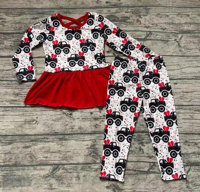 Valentine's Day Car Love Long Sleeve Pants Set