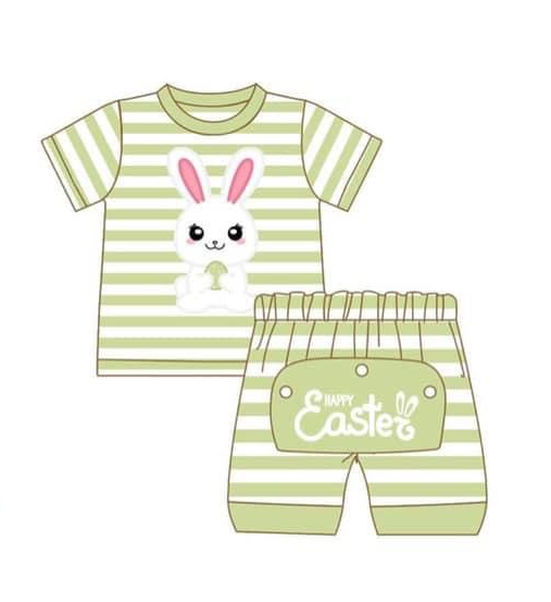 Easter bunny green striped suit