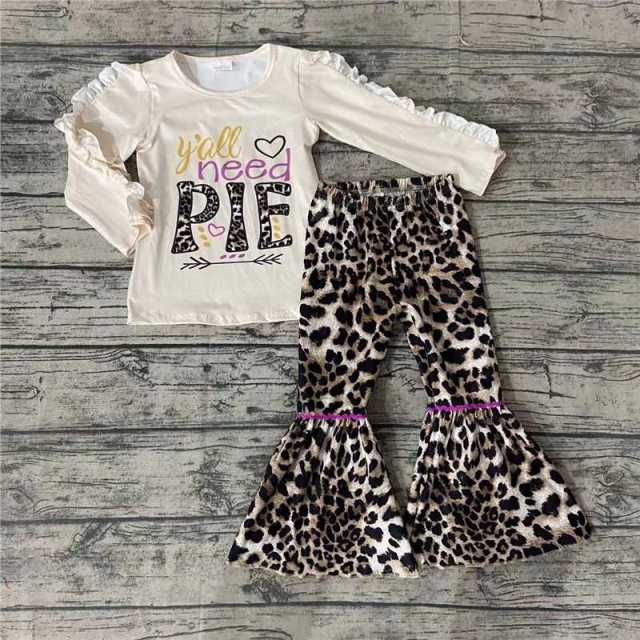 PIE Long Sleeve Top Leopard Print Flare Pants