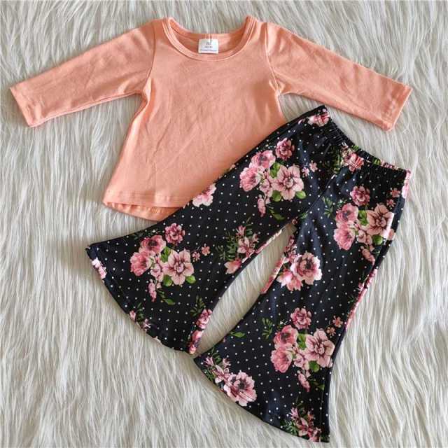 Baby Girls Pink Top Printed Wide Leg Pants Set