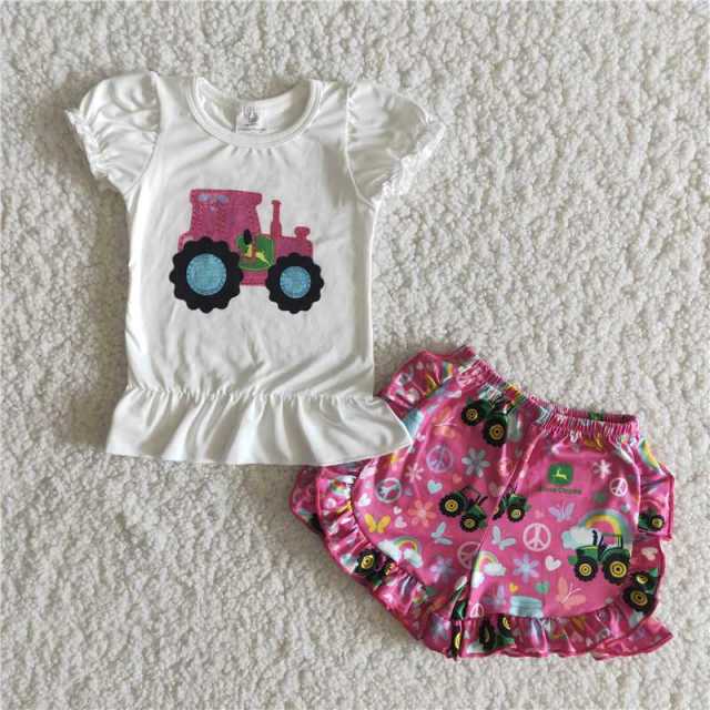 Rose red tractor puff sleeve suit