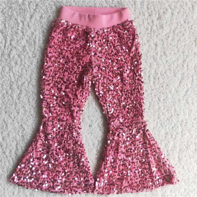 Pink sequin flared pants