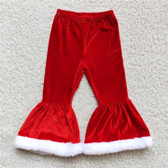 Fashion Christmas Velvet Red Bell Bottom Pants