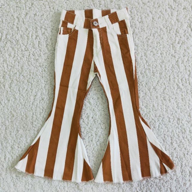 Striped denim bell  pants