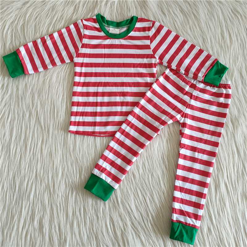 Red striped pajamas set