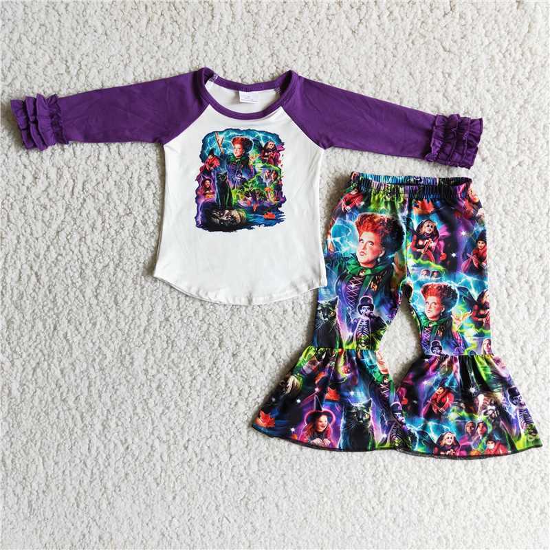Baby girls purple top flared pants suit