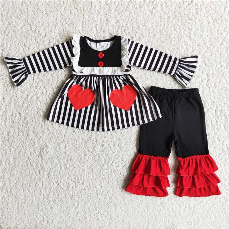 Black Striped Love Fake Pocket Valentine's Day Suit
