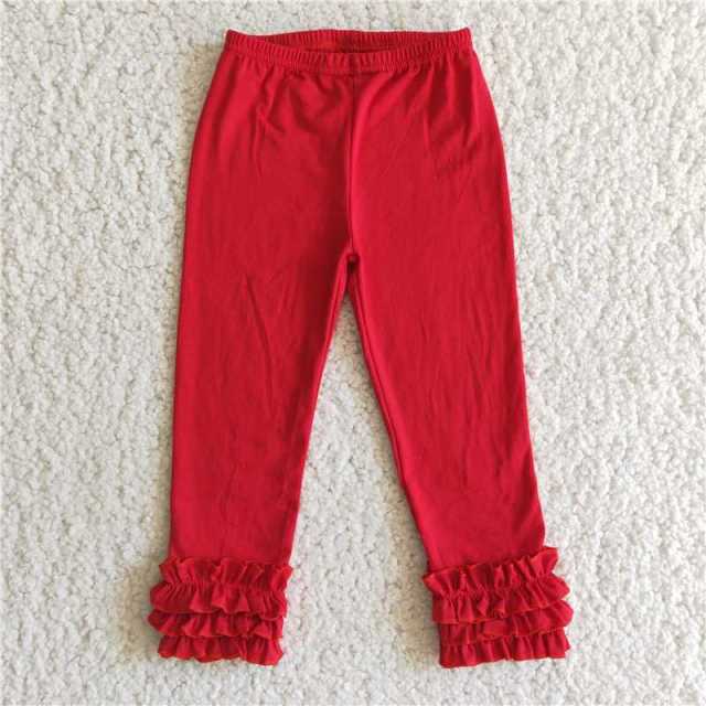 Red Solid Color Cotton Icing Pants
