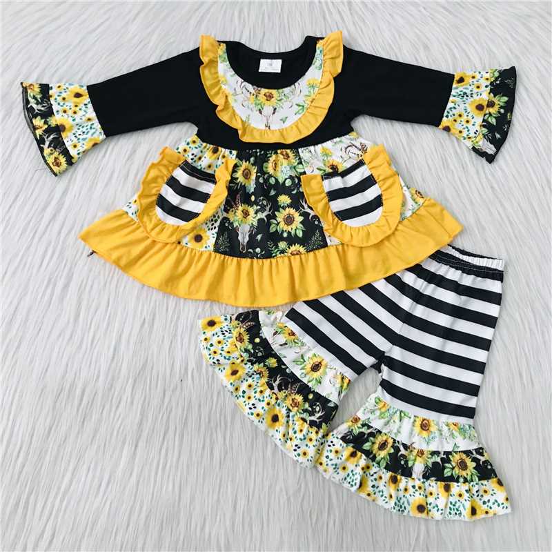 Sunflower black and white striped pocket flared pants set