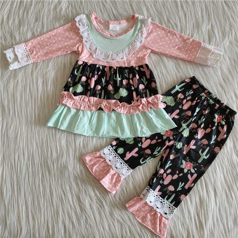 Cactus lace long-sleeved lace pants set