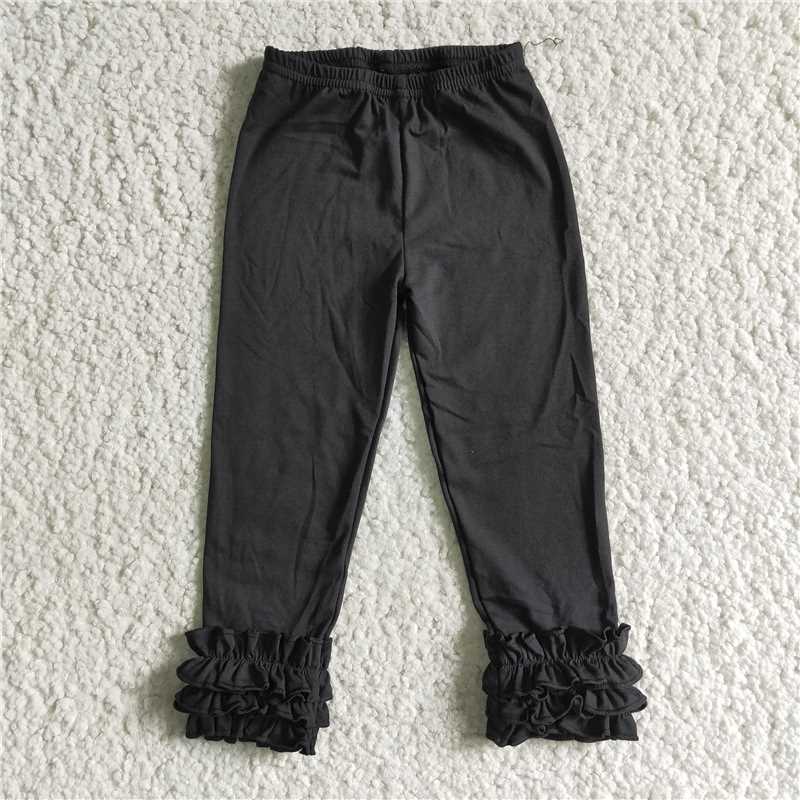 Black Solid Color Cotton Icing Pants