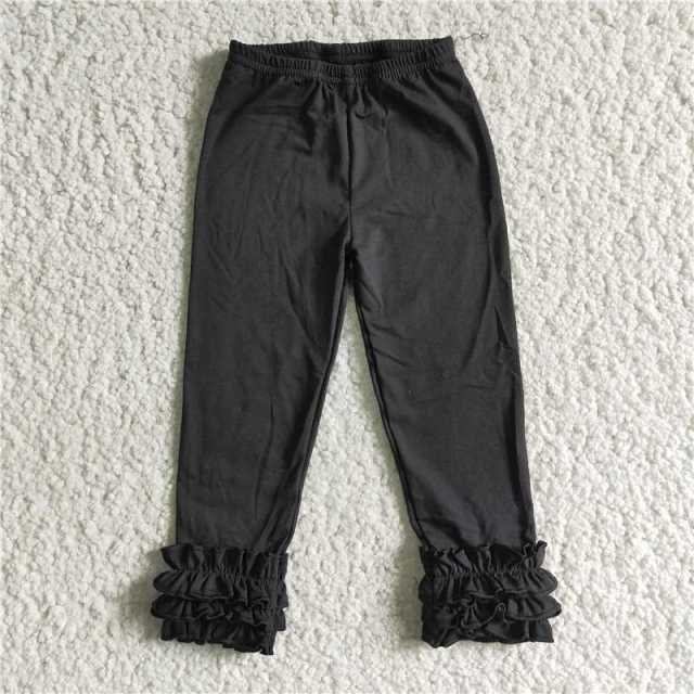 Black Solid Color Cotton Icing Pants