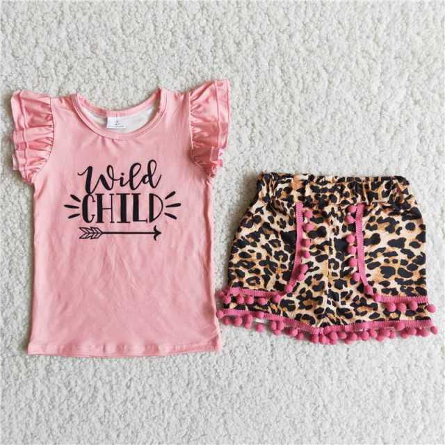 Pink Sleeve Leopard Print Shorts