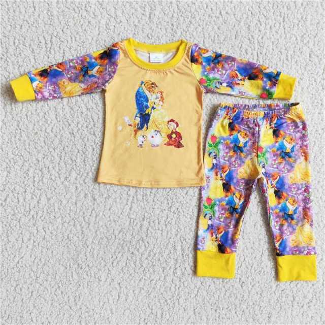 Baby girls yellow pajama suit boutique children's clothes