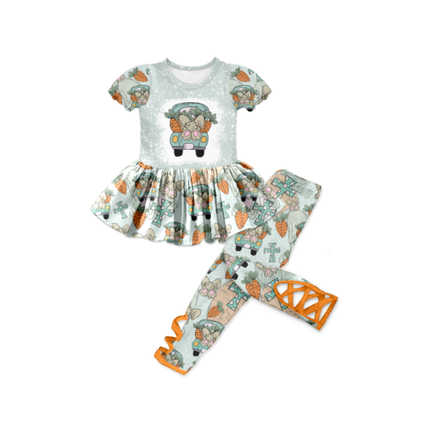 Carrot Cross Short Sleeve Pants Set