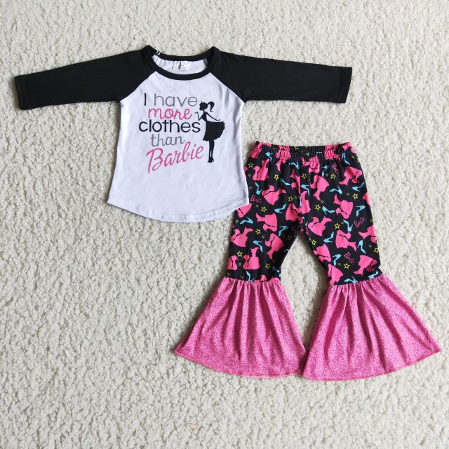 Baby girls barbie print two-piece suit