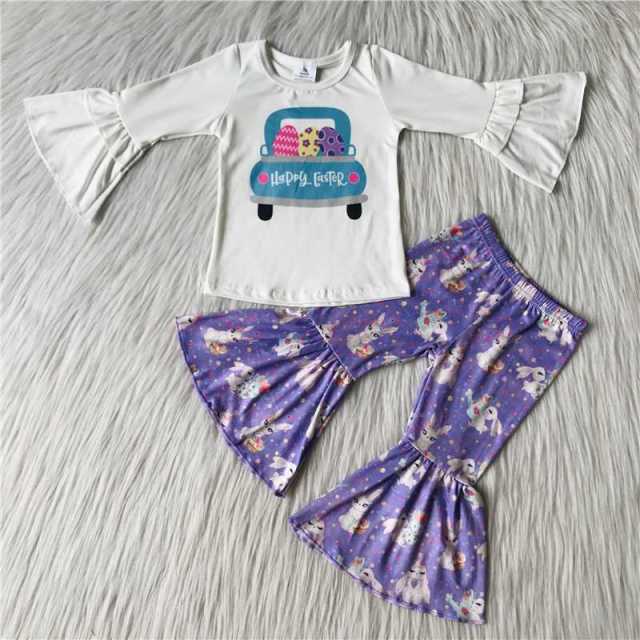 Blue car purple bunny pants suit