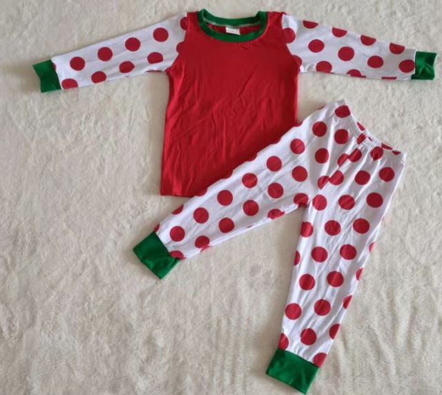 boy Christmas clothes polka dots print 2 pieces set