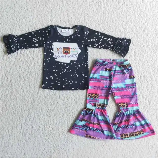 Baby girl lace bell bottoms boutique children clothes set