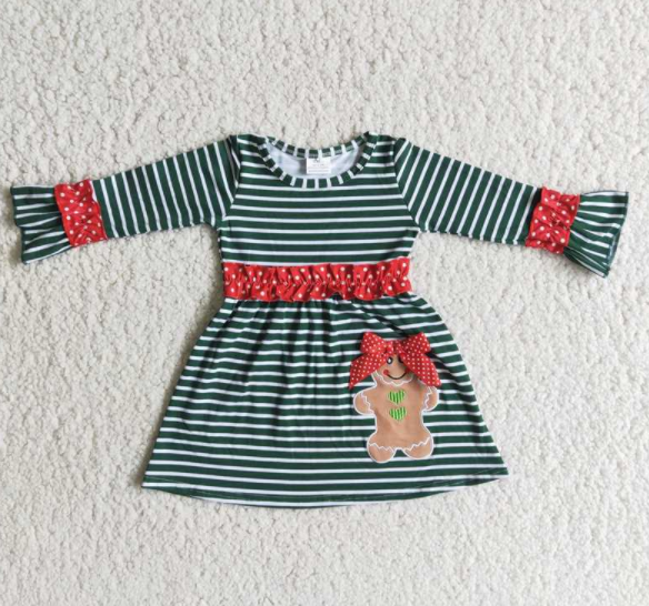 Christmas striped gingerbread girl dress