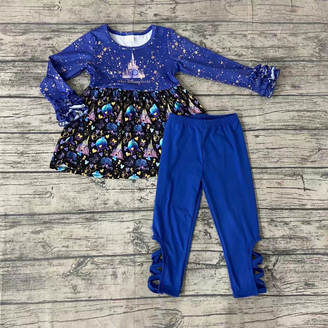 Blue long-sleeved trouser suit