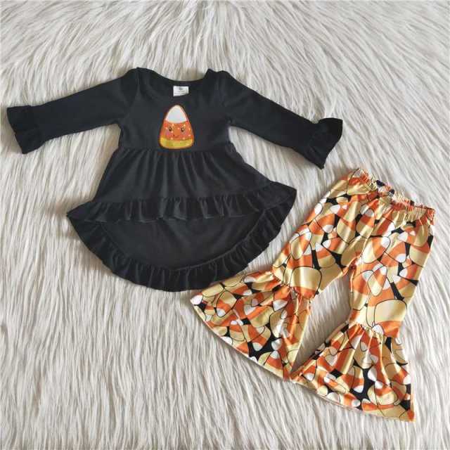 Halloween candy embroidery black suit