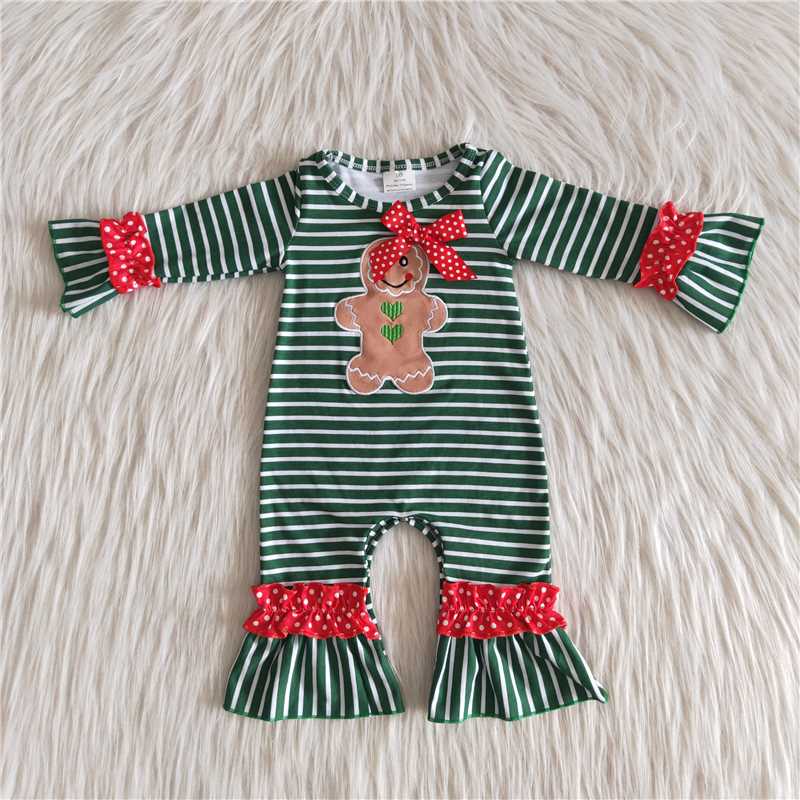 Christmas bow long sleeve romper
