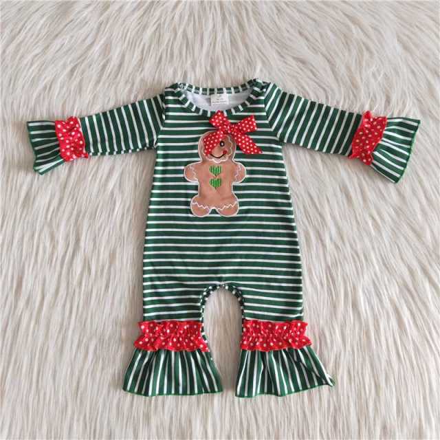 Christmas bow long sleeve romper