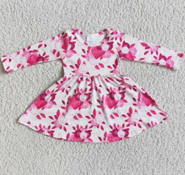 flower print girls dress for Valentine outifits