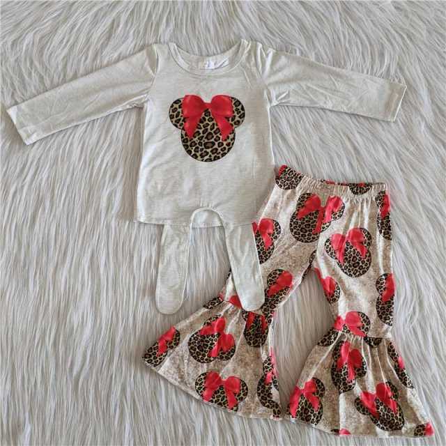 White long sleeve cartoon red leopard suit